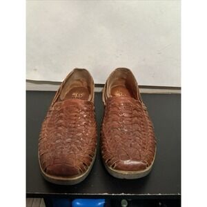 SunSteps Hand Woven Leather Huarache Sandals Loafers Slip-On Mens 8 Brown